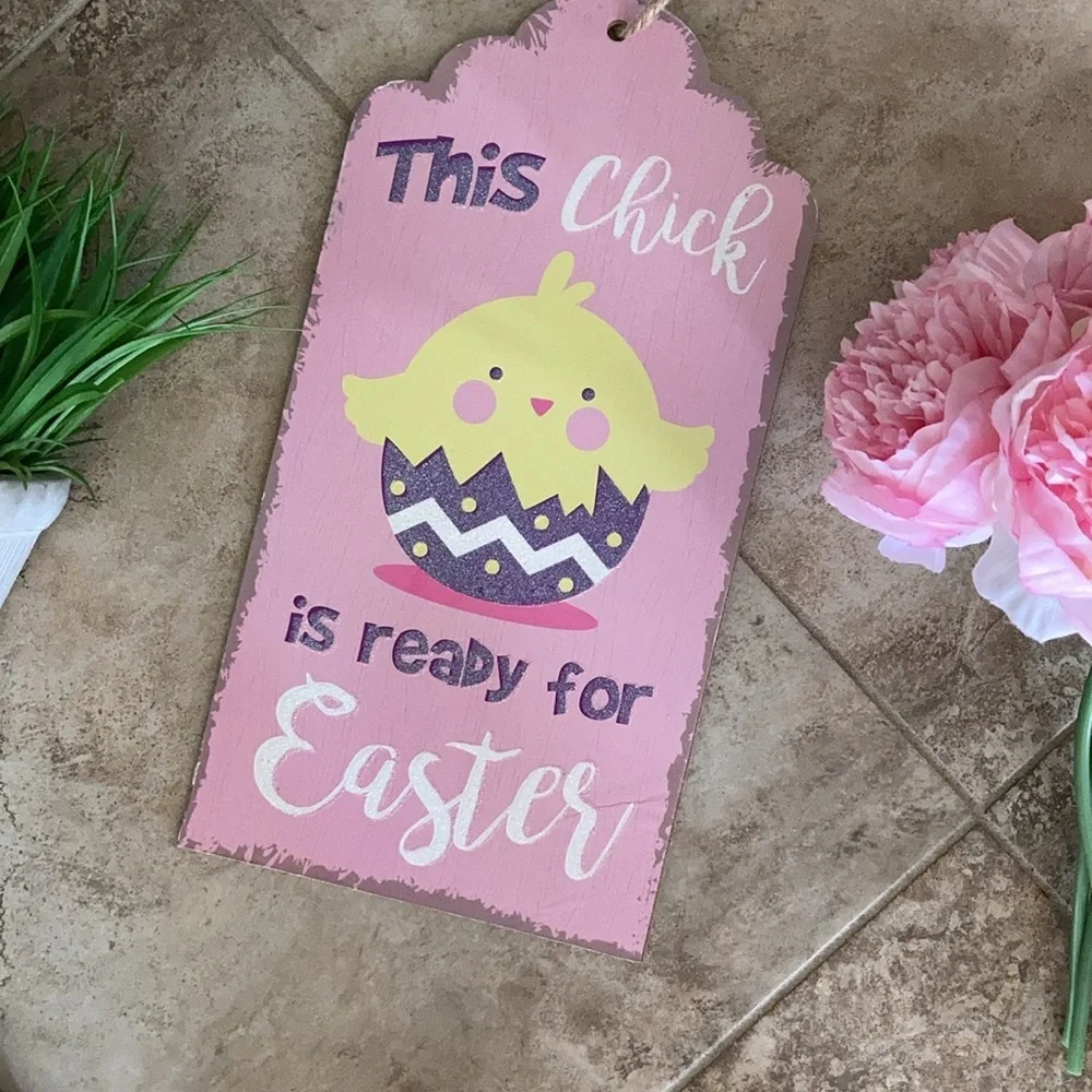 Spring Easter Wall Decor this chick is ready for Easter pink yellow chick in egg